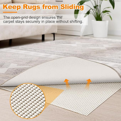 Songrey Non-Slip Rug Pad 2x10 FT, Extra Thick Carpet Pads for Hard Surfaces, Prevents Sliding and Secures Rugs, Provides Floor Protection with Comfort Cushioning