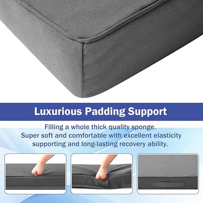 Patio Chair Cushions, 19" x 19" x 3" Outdoor Chair Cushions Set of 4, Waterproof Outdoor Cushions for Patio Furniture, Outdoors Seat Cushions Set of 4 with Handle and Ties, Grey