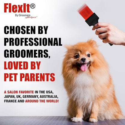 FlexIt Home - Flexible Slicker Brush for Dogs (Double, Soft Flex) | Dog Grooming Brush for Poodles, Golden Doodles, Huskies, Retrievers, and Labradoodles | 3-in-1 System & Video Trainings