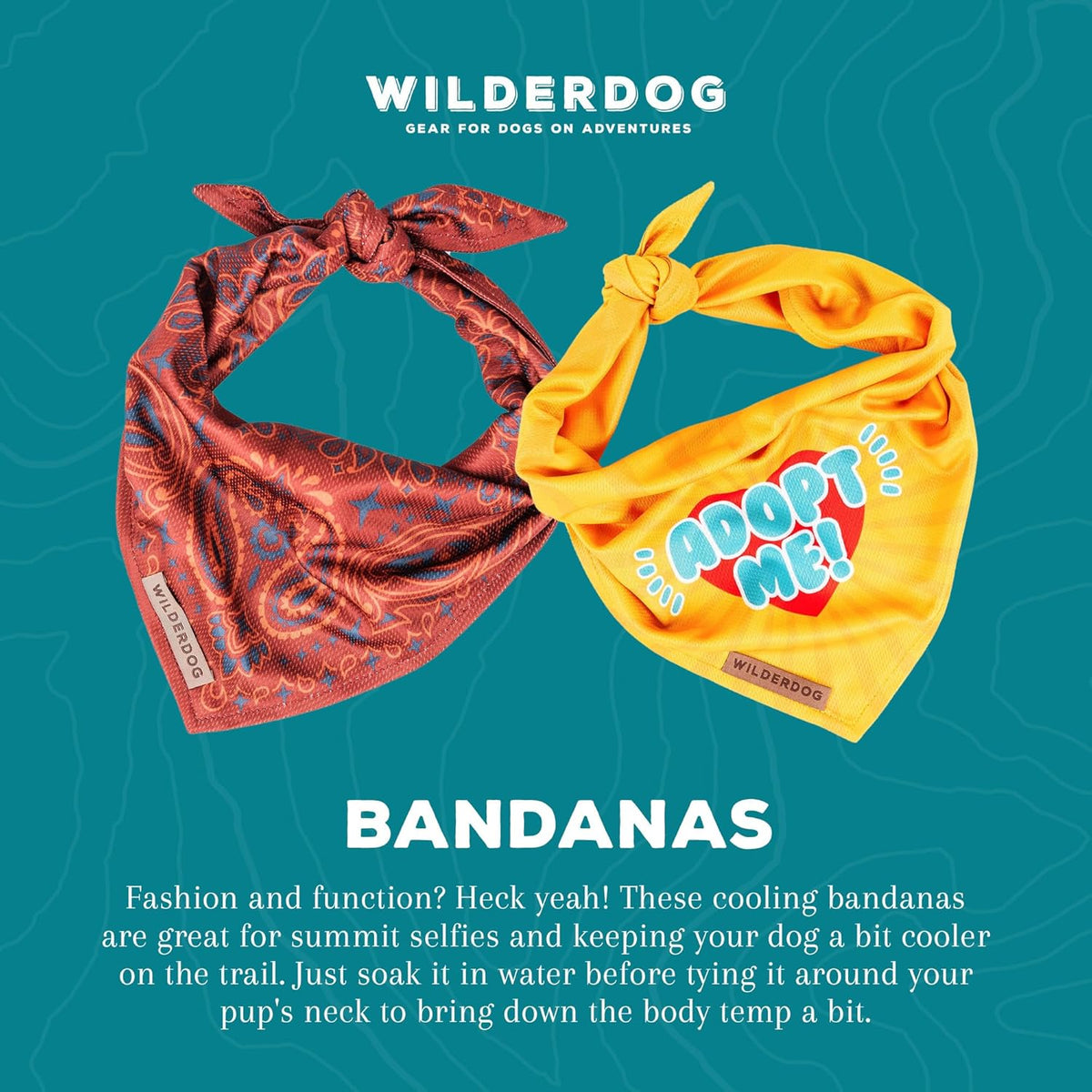 Wilderdog Dog Bandana with Lightweight Quick Drying Poly-Blend Mesh Material in Olive