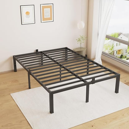 MAF Queen Bed Frame Size 14 Inch Metal Heavy Duty Platform Bedframe with Steel Slats Support Noise Free Queen-Bed-Frame, No Box Spring Needed