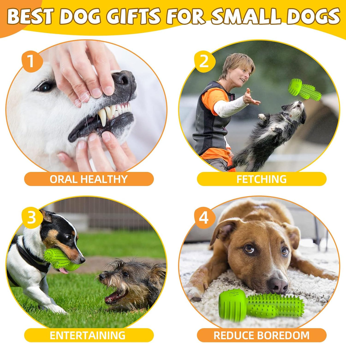 Christmas Dog Gifts, Dog Toys for Small Dogs Dog Toothbrush for Teething Cleaning, Rubber Squeaky Toys for Puppy