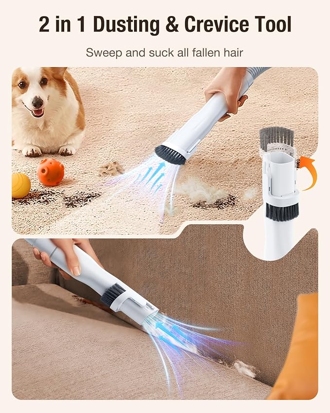 LABIGO Dog Grooming Vacuum, 12000Pa Dog Hair Vacuum with Pet Clipper, 1.8L Pet Vacuum for Shedding Grooming Trimming, 3 Suction Modes Grooming Kit with 4 Grooming Tools for Cats