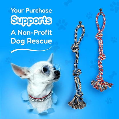 XL Dog Rope Toys for Aggressive CHEWERS - Large Dog Ball for Large and Medium Dogs - Benefits Non-Profit Dog Rescue - Large Floss Rope for Dogs Dental Health - 100% Cotton Rope Toy for Large Dogs