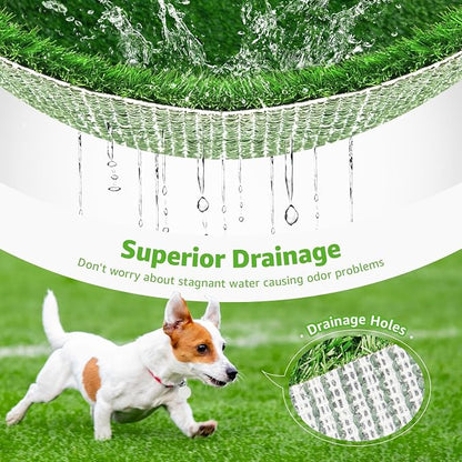 2 Pack Artificial Dog Grass Pee Pad 26" x 17", Indoor Potty Training Turf | Easy to Clean, with Drainage, Reusable, Realistic, Fake Grass Mat, for Apartment, Balcony, Outddor Use