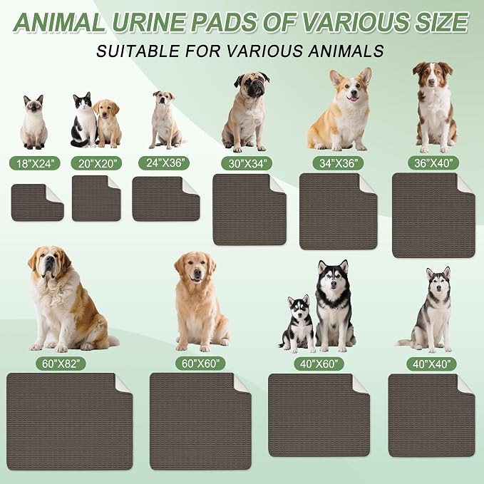 Washable Pee Pads for Dogs Puppy Pad, Coffee 60”x82” 1 Pack | High Absorbent Dog Pee Pad Leak Proof Cat Rugs, Reusable Non Slip Pet Mat, Wee Wee Pads for Training, Crate and Floor