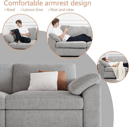 EASE MOOSE Oversized Modular Sectional Sofa with Ottoman, Modern Luxury Wide Deep Modular Couch, U Shaped Couch for Big Spaces Living Room, Light Gray