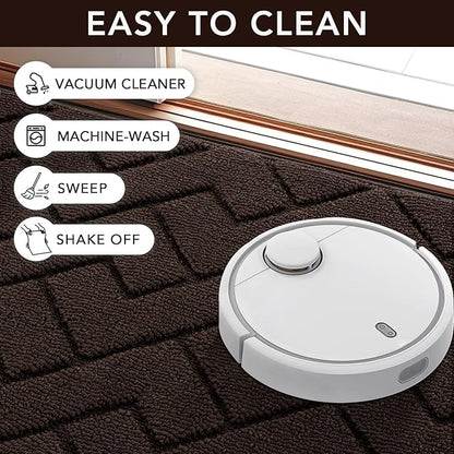 hicorfe Indoor Doormat, Welcome Door mat, Non Slip Door Mats 20"x31.5" Absorbent Resist Dirt Entrance Inside Floor Mats for Entryway Washable Low-Profile(Coffee)