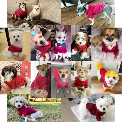 Jecikelon Dog Clothes Dogs Sweater Soft Puppies Clothing Winter Puppy Sweaters Warm Outfit for Dogs Small XXS XS Cat Apparel (Wine red, L)