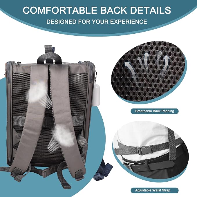 Jespet Pet Backpack Carrier for Small Dog, Puppy, Soft Carrier Backpack Ideal for Traveling, Hiking, Walking and Outdoor Activities with Family (4-Grey)