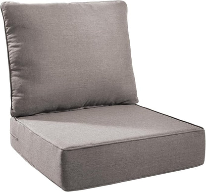 Outdoor Seat Cushion Set-24 x 24 x 6 Inch Outdoor Chair Cushions with Water Resistant & Removable Cover Outdoor Cushions for Patio Furniture Chair Sofa Couch-Grey