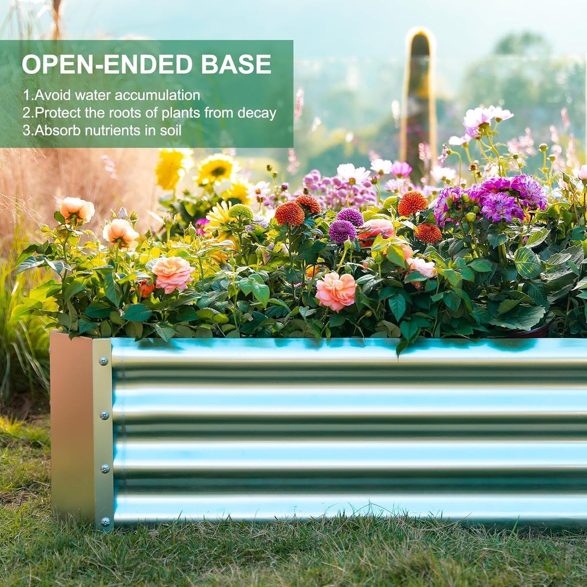 Land Guard 2 Pack 6×3×1ft Galvanized Metal Raised Garden Bed, Metal Planter Kit Box Outdoor for Deep-Rooted Vegetables, Flowers, Green and Herbs……