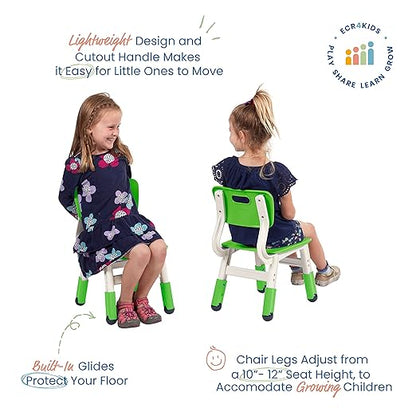 ECR4Kids Classroom Adjustable Chair, Flexible Seating, Grassy Green, 2-Pack