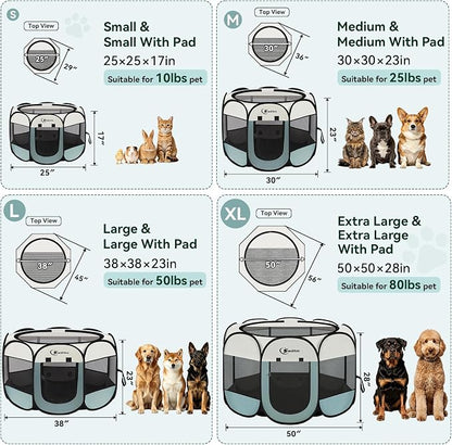 Sieidihit Dog Cat Pet Playpen Puppy Crate Cage Indoor Outdoor, Large Grey | Pet Nursing Enclosure Camping Rest Zone for Recovering Pets New Pet Quarantine Room Portable Pop Up Easy Set up lightweight