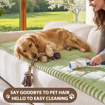 FUANGUI Waterproof Couch Cover Sofa Cover for Dogs and Pets Sofa Protector | Non-Slip Washable Fuzzy Soft Cat Sofa Slipcover for 2-3 Cushion Couch Sofa Pet Friendly, Grass Green, 27.6" x 59.1", 1 pcs