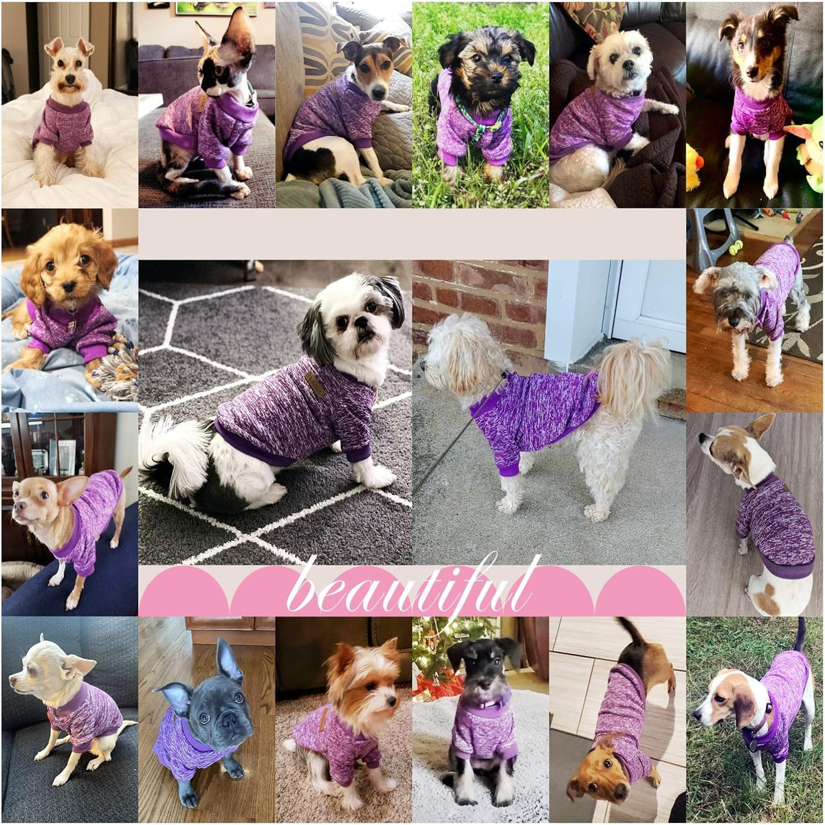 Jecikelon Dog Clothes Dogs Sweater Soft Puppies Clothing Winter Puppy Sweaters Warm Outfit for Dogs Small XXS XS Cat Apparel (Purple, XS)