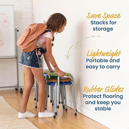 ECR4Kids Daisy Stackable Stool Set, Flexible Seating, Earthtone, 8-Piece