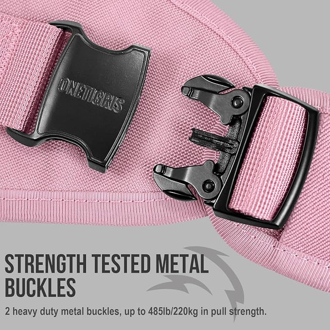 OneTigris Large Tactical Dog Harness, No Pulling Adjustable Dog Vest Harness, Heavy Duty Dog Harness with Handle, Large Hook and Loop Panels for Patch(Pink,XL