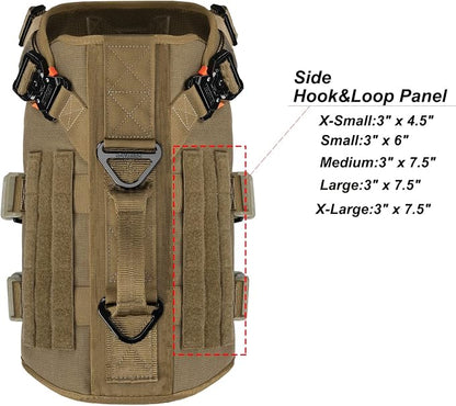 ICEFANG No Pull Tactical Dog Harness for X-Large Dogs,Adjustable Dog Vest | Control Handle,MOLLE Panel,Front Hook,3 Leash Clips,Soft Padded,for walking training,Brown,X-Large