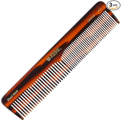 Kent 16T Tortoise Fine and Wide Tooth for Daily Grooming,Handmade Styling Comb for All Hair Types,Wet or Dry Hair Detangling Comb for Men and Women,Saw Cut Hand Polished,Made in England