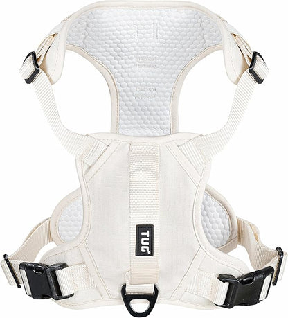 TUG No-Pull Dog Harness, 2 Leash Clips + Padded Handle (XL, Cream) | Water-Resistant Padded Interior | No-Pull Front Clip | Padded Back Handle | Adjustable Straps