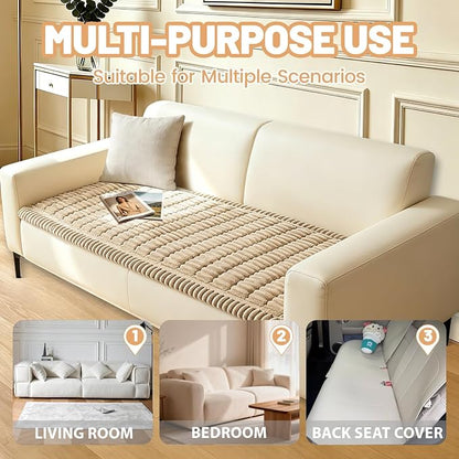 Couch Cover for Dogs Washable,Non Slip Fuzzy Durable Pet Friendly Cozy | Soft Slipcovers for 3 Cushion Sofa Sofa Cover Dog Thick Protector Mat Bed Leather & Fabric Couches (Brown 27.6"x59")