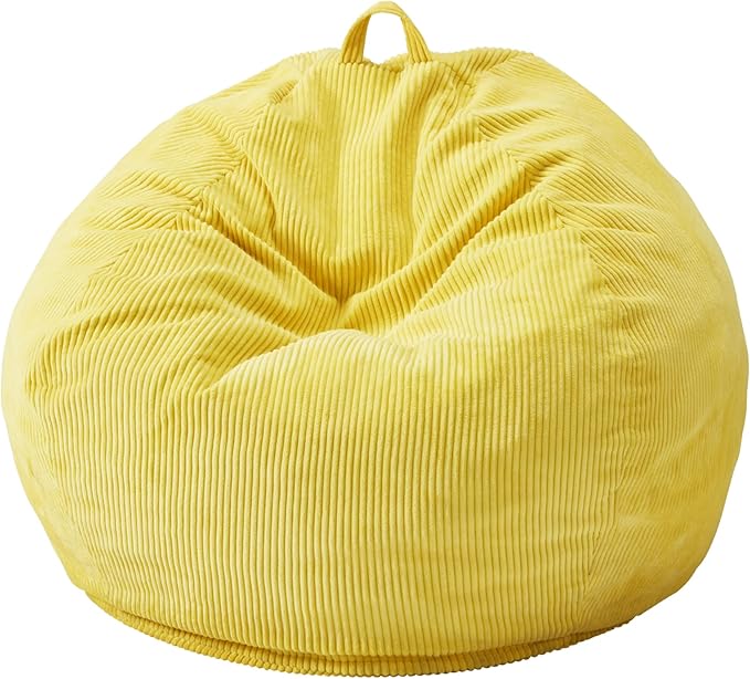 Hobestluk 3.5FT Bean Bag Chair Adult Bean Bag Chair Large Bean Bag Chair with Filler Included Teardrop Bean Bag with Removable Cover for Bedroom Living Room - (Large, Yellow)