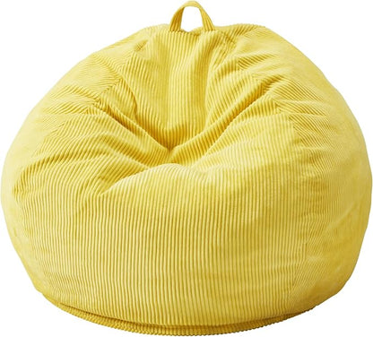 Hobestluk 3.5FT Bean Bag Chair Adult Bean Bag Chair Large Bean Bag Chair with Filler Included Teardrop Bean Bag with Removable Cover for Bedroom Living Room - (Large, Yellow)