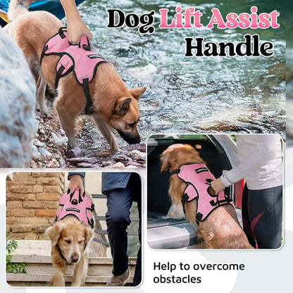 rabbitgoo Escape Proof Dog Harness for X-Large, No Pull with Lift Handle | No Escape, Full Soft Padded, Reflective Adjustable Vest, Leash Clip for Walking Hiking Training, Pink, X-Large