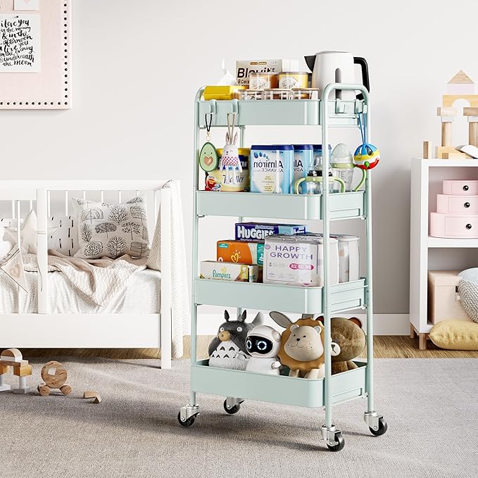 TOOLF 4-Tier Metal Rolling Cart