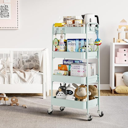TOOLF 4-Tier Metal Rolling Cart