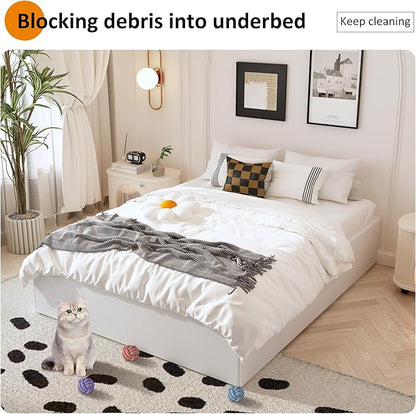 14 Inch Full Bed Frame with White Fabric Cover, Heavy Duty Metal Bed Frame Full, No Box Spring Needed, Support Up to 3000 lbs, Easy Assembly, Noise Free, Black