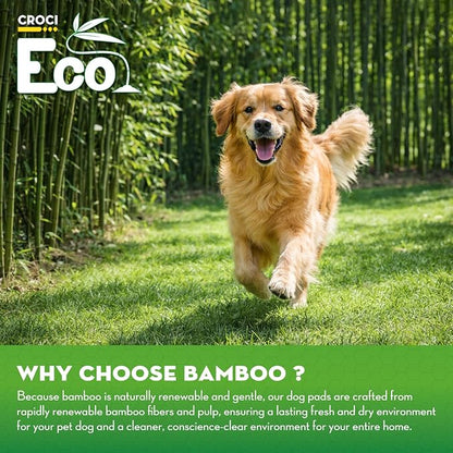 CROCI Charcoal Puppy Pads with Adhesive Tabs 2X Odor Control 28x34in 40Ct | Super Absorbent Pee Pads for Dogs, Quick-Dry Surface, Unscented, Renewable Bamboo Material, Disposable
