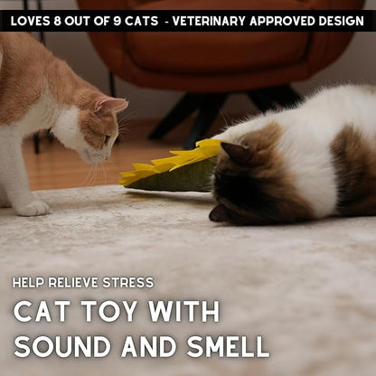 Large Cat Toy Dino - Catnip Matatabi Silvervine Filled Help Relief Stress Interactive Indoor Cat Kicker (Green)
