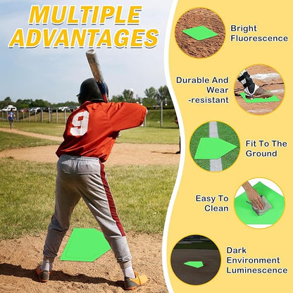 NVAAV Baseball & Softball 5 Piece Base Set, Rubber Field Bases for Kids & Adults, with 5 Piece Training Balls and Storage Bag, Throw Down Base for Backyard Teeball, School Kickball Practice