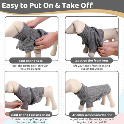 Queenmore Dog Sweater Large Size,Warm Dog Sweaters for Big Dogs,Chunky Knitted Doggy Sweater for Extra Large Dogs Boy Girl, Big Doggie Turtleneck Winter Outfit (Slate Grey,2XL)