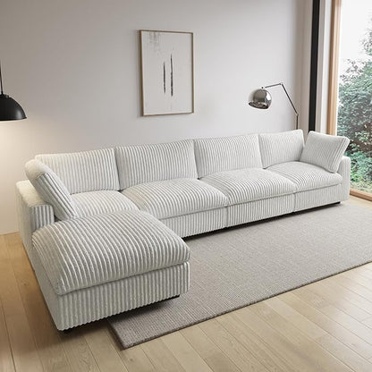 WJShome Cloud Modular Sectional Sofa,160" Oversized L Shaped Sofa Couch with Storage Ottoman,5 Seater Comfy Couch with Chaise Couches,Covers Washable&Replaceable (Beige)