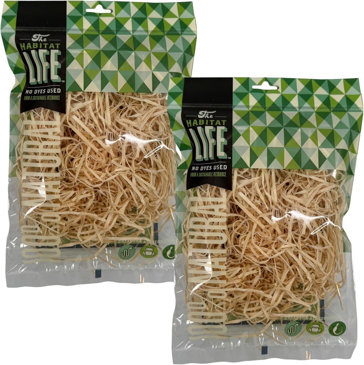 The Habitat Life - Natural Ribbon Cut Excelsior - for Birds, Hamsters, Gerbils, Rats & Other Small Mammals - Soft & Absorbent - Wood Fiber - Dye-Free & Safe - Small - 2 Pack
