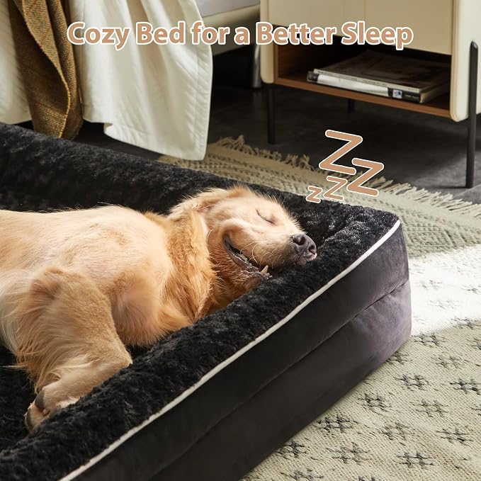 WNPETHOME Orthopedic Washable XXL Dog Bed for Senior Dog Cozy Sleep | Extra Large Waterproof Big Soft Dog Couch Sofa Bed for Dogs Relax with Removable Cover Supportive Pet Bed Black 48x35 Inch