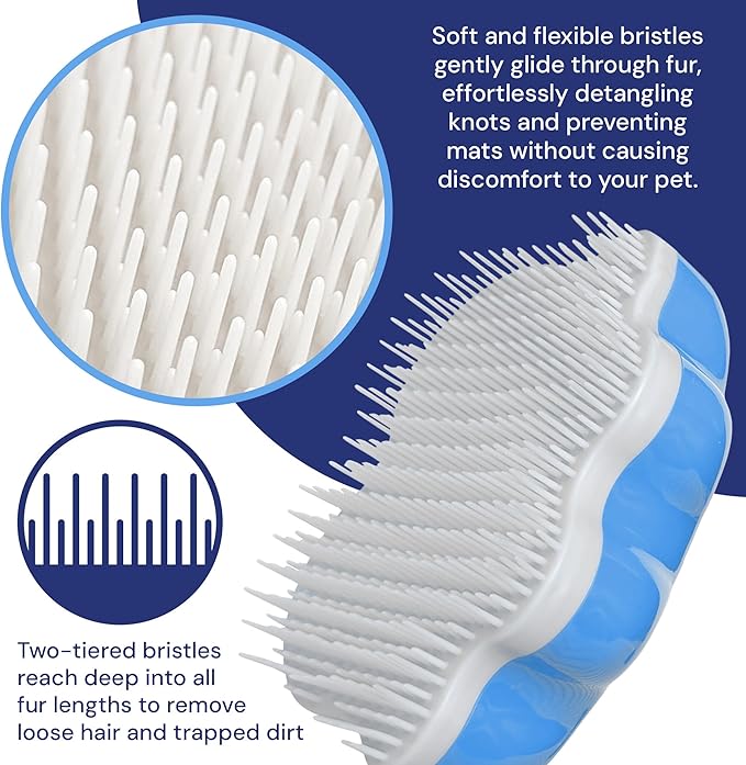 Large 5" Dog Pet Hair Massaging Brush Grooming Tool for Cats Dogs Long or Short Hair Royal Relief Blue