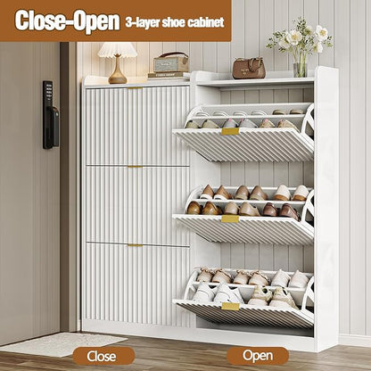 CHUWELL Fluted Shoe Cabinet Storage