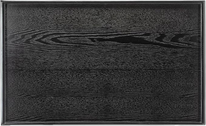 32 x 20 Inches Extra Large Solid Wood Serving Tray for Tea Coffee Table Snack Food Meals Serving Plate Kitchen Party Bar Breakfast Server with Raised Edges Black Wooden Decorative Ottoman Tray