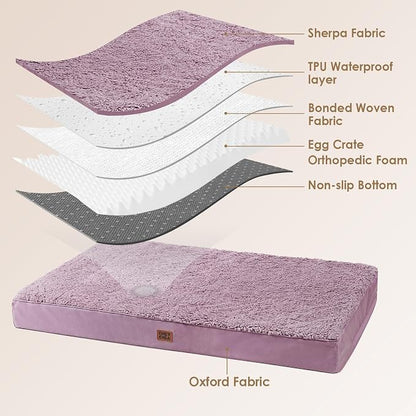 EHEYCIGA Orthopedic Dog Bed Medium with Removable Washable Cover, 30x20 | Egg Crate Foam Support, Durable Oxford fabric, Non-Slip Bottom, Machine Washable, Soft Waterproof Plush Pet Bed Mat For Crate