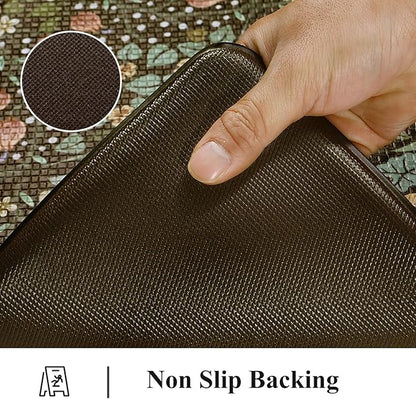 Collive Anti Fatigue Kitchen Mats, Cushioned Floral Kitchen Rugs Non Slip Waterproof Standing Mat, Black Vintage Comfort Desk Rug for Office, Sink, Laundry, 20"x39"