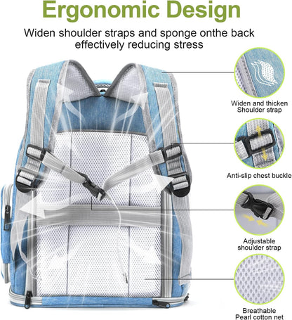 Expandable Cat Backpack,Cat Bubble Backpack Carrier for Carrying Cats, Pets and Small Dogs,Airline-Approved,Designed for Travel, Hiking, Walking,Car （Blue
