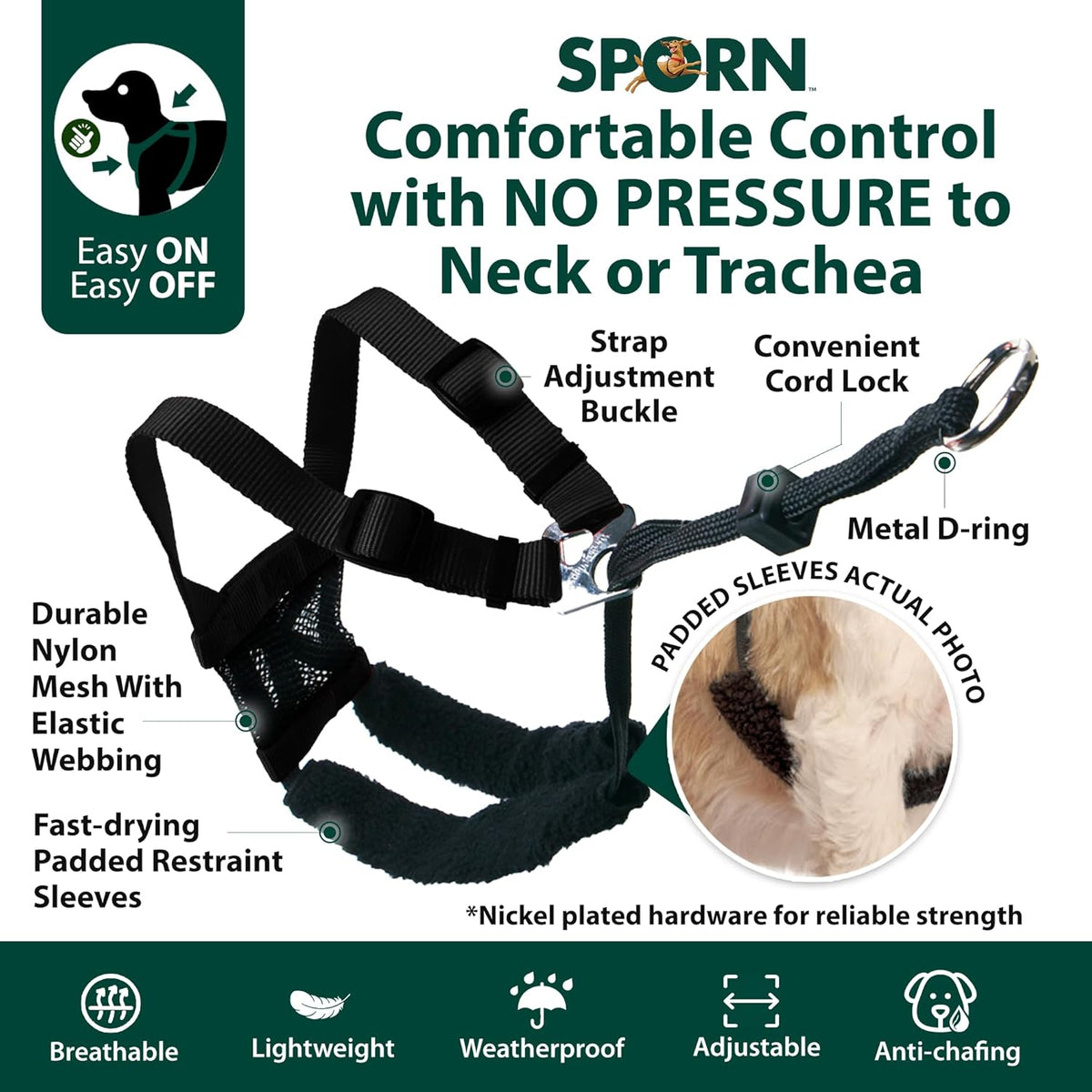 Sporn No Pull Dog Harness for Small-Sized Dogs - Red Mesh, Heavy Duty Nylon, Breathable, Lightweight, Adjustable, Padded, Soft & Easy, Anti-Pull & Anti-Rub Body Halter, Small Dog Harness for Puppies