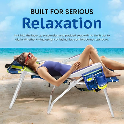 Homevative Backpack Fold-Up Beach Chair, 5 Positions, Towel bar, Cooler, Storage Pouch, Cup Holder and Phone Pocket