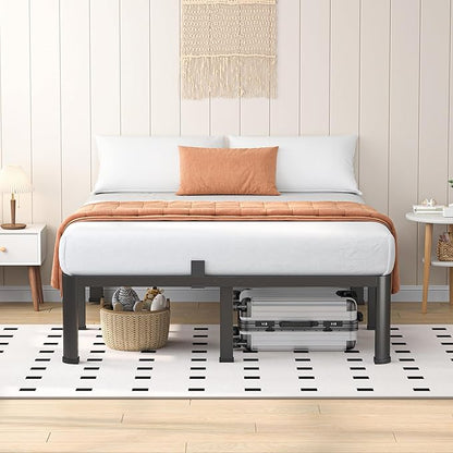 18 Inch Full Heavy Duty 3500 lbs Bed Frame with Round-Corner Legs & Anti-Squeak Design – Quick Assembly Metal Platform, No Box Spring Needed