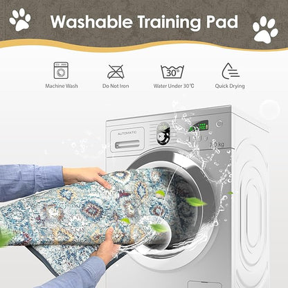 SCLOSE Washable Pee Pad for Dogs, 32" x 24" Reusable Puppy Pads Waterproof Dog Rugs, Super Absorbent, Leakproof, Dog Crate Pad, Playpen Mat, Whelping Pads, Vintage
