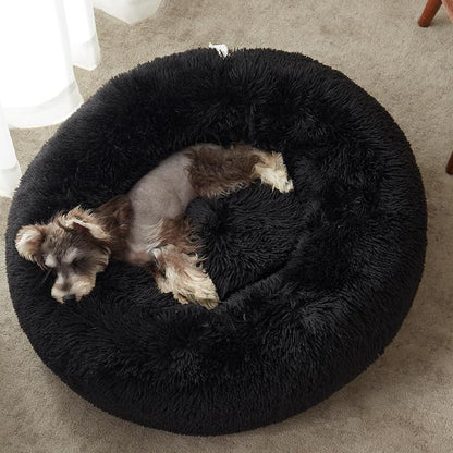 Calming Dog Bed & Cat Bed, Anti-Anxiety Donut Dog Cuddler Bed, Warming Cozy Soft Dog Round Bed, Fluffy Faux Fur Plush Dog Cat Cushion Bed for Small Medium Dogs and Cats | Fluffy Faux Fur Round Cuddler,Anti-Anxiety,Anti-Slip Bottom,Plush Pet Dog Beds fo...